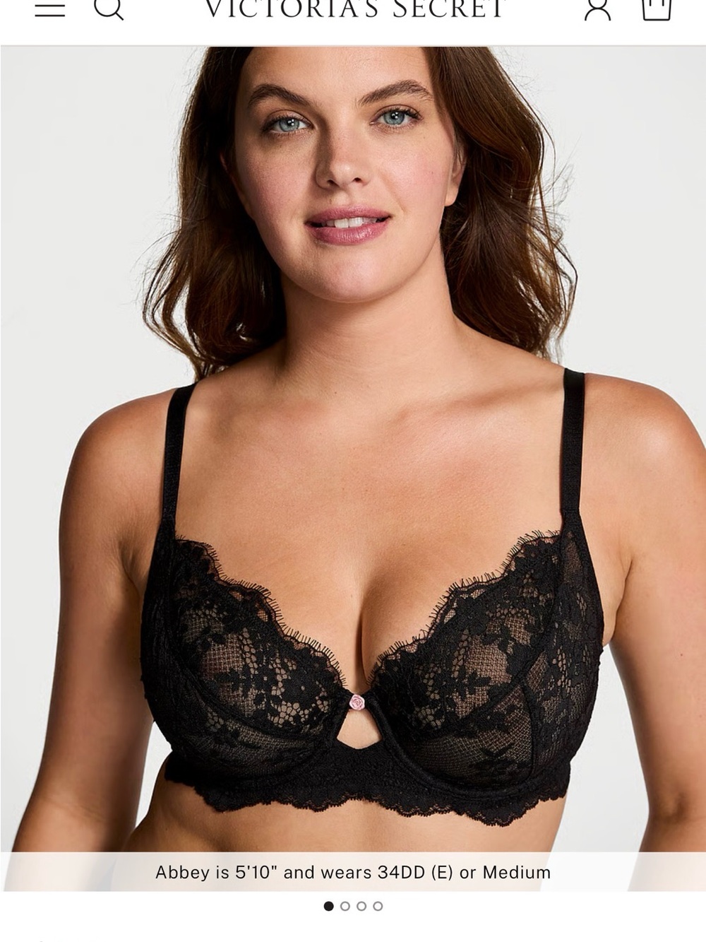 Victoria's Secret Black Lace Underwire Plunge Bra